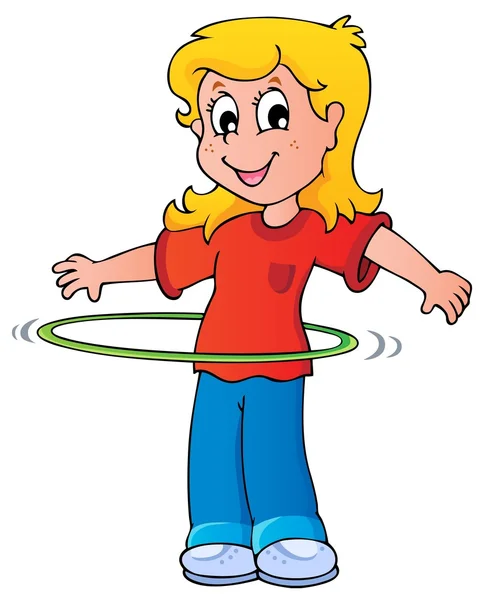 Girl exercise with hula hoop — Stock Vector