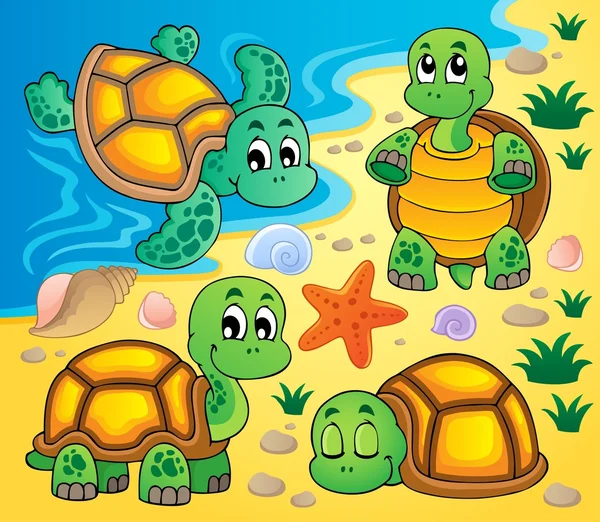 Imagen con tema tortuga 2 — Vector de stock