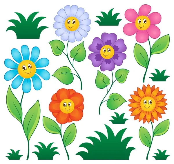 Cartoon flowers collection 1 — Stock Vector