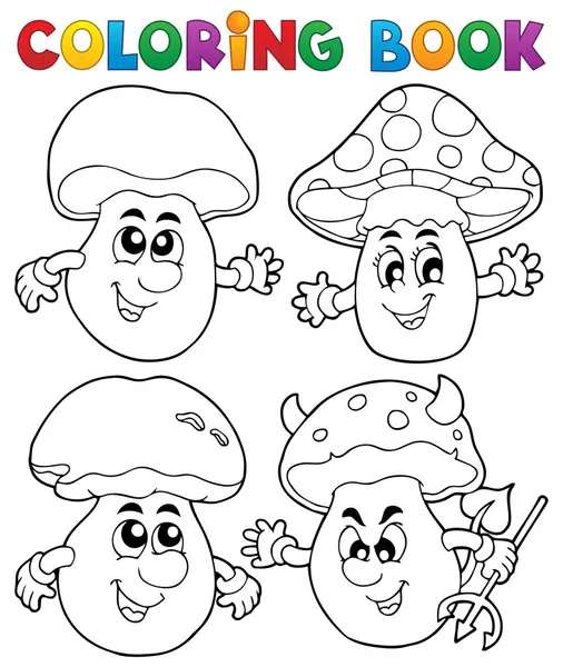Coloring book mushroom theme 1 — Stock Vector