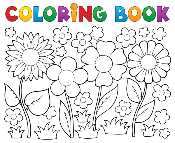 Libro para colorear con tema de flores 2 — Archivo Imágenes Vectoriales