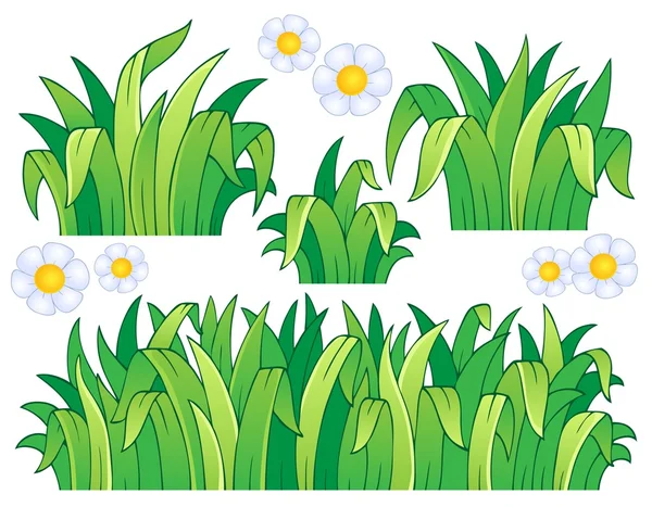 Bladeren en gras thema afbeelding 1 — Stockvector