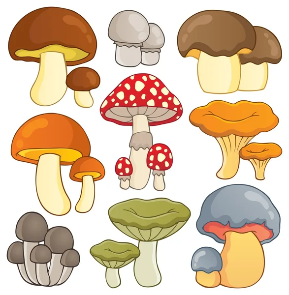 Mushroom тематическая коллекция 1 — стоковый вектор