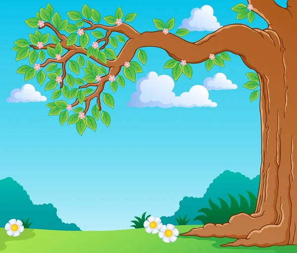 Ramo de árvore na imagem de tema de primavera 1 — Vetor de Stock