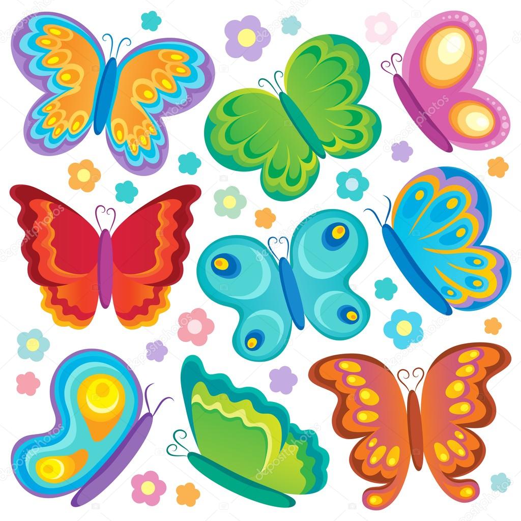 Butterfly theme collection 1 — Stock Vector © clairev #21238233