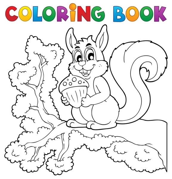 Colorir livro esquilo tema 1 —  Vetores de Stock