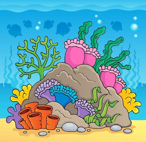 Mercan kayalığı Tema Resim 2 — Stok Vektör