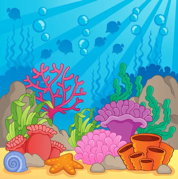 Mercan kayalığı Tema Resim 3 — Stok Vektör