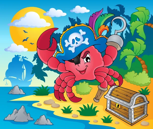 Pirate krab thema afbeelding 2 — Stockvector