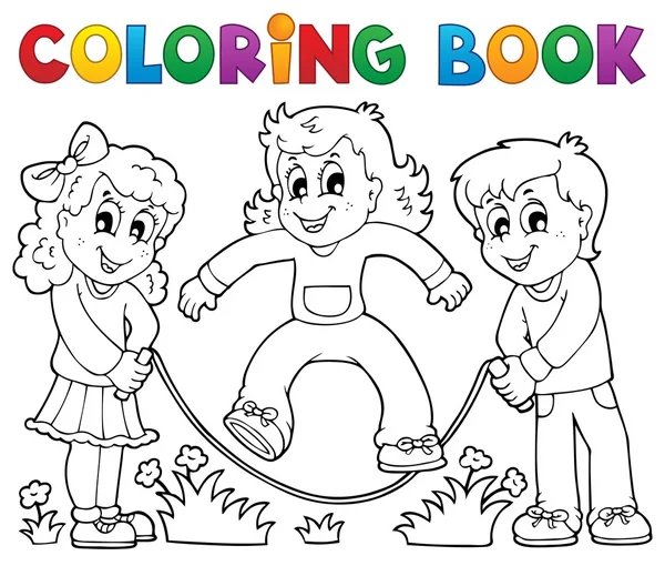 Malbuch Kinder spielen Thema 1 — Stockvektor