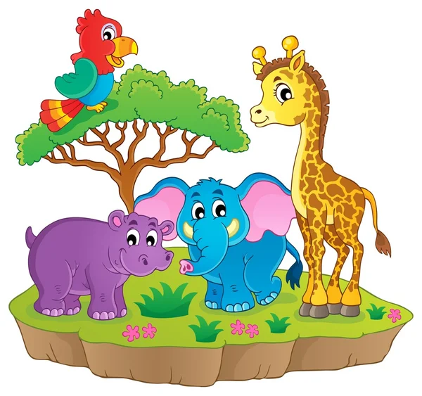 Cute African animals theme image 2 — Stock Vector