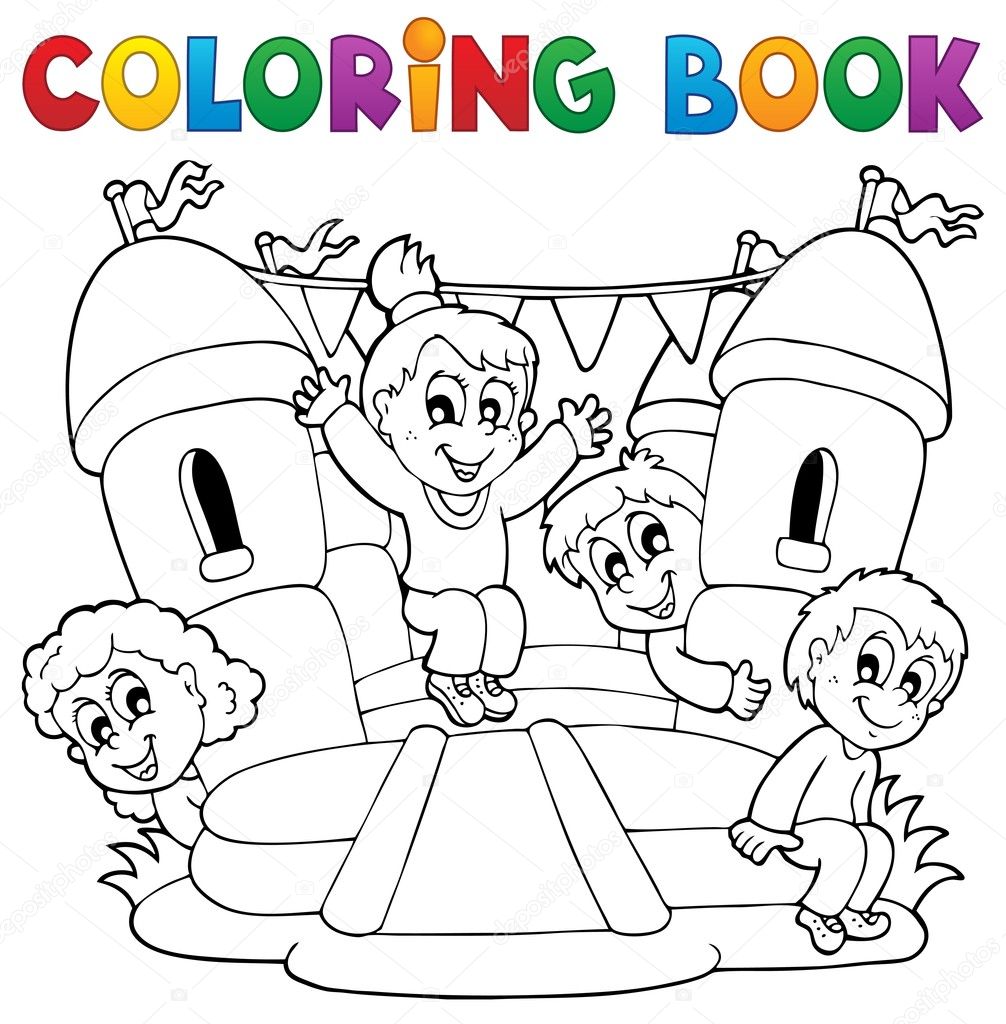 Disegni da colorare bambini libro giocare tema 5 eps10 illustrazione vettoriale — Vettoriali di clairev