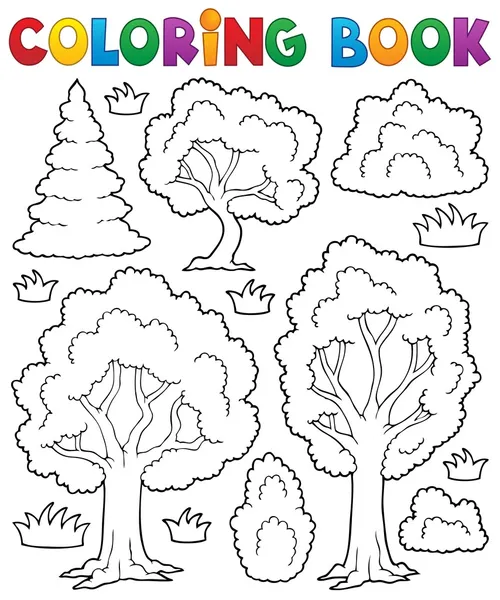 색칠 공부 책 나무 테마 1 — 스톡 벡터