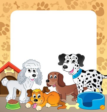 Frame with dog theme 1 clipart