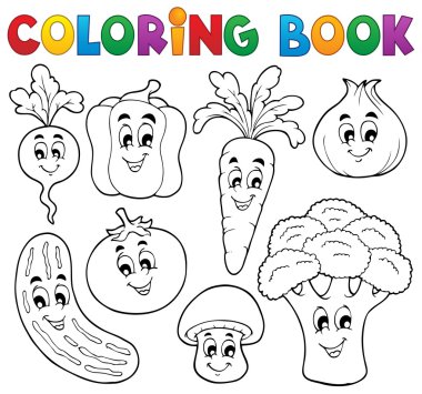 Coloring book vegetable theme 1 clipart