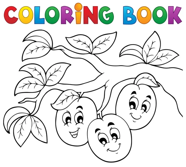 Coloring book fruit theme 3 — Stock Vector