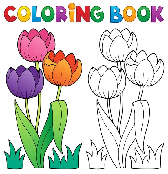 Coloring book with flower theme 4 — Stock Vector