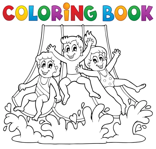 Coloring book aquapark theme 1 — Stock Vector