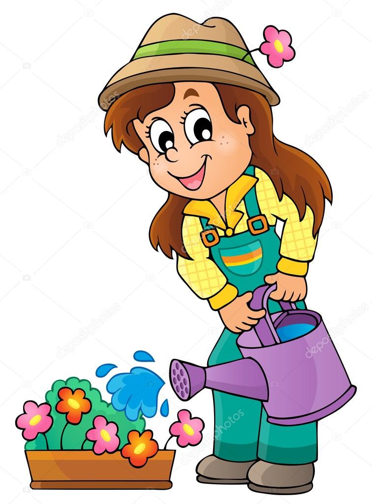 Dessin De Jardinier : Coloriage jardinier de livre, plantation d'arbre