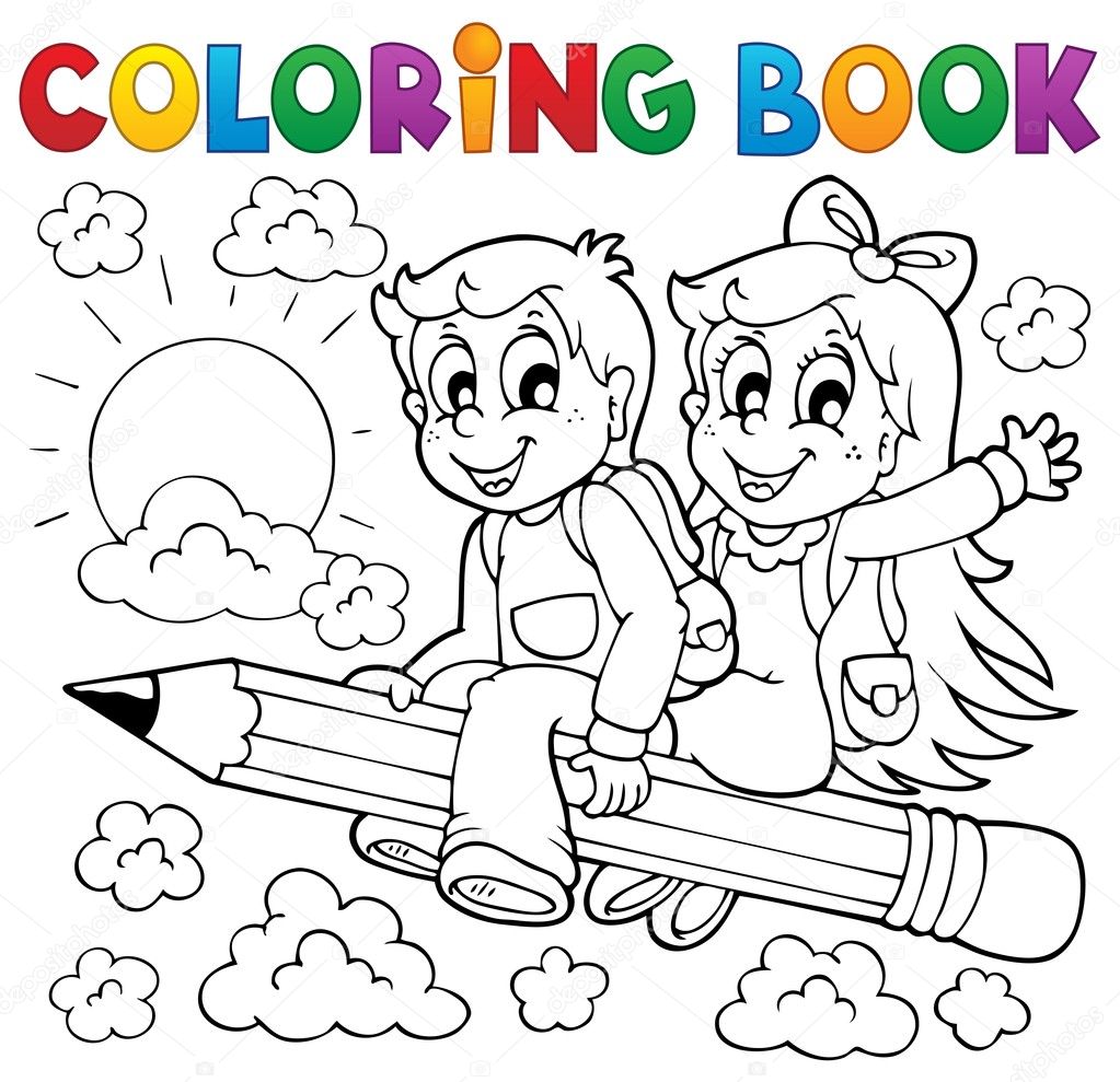 Coloring book pupil theme 3 Stock Vector by ©clairev 29126677