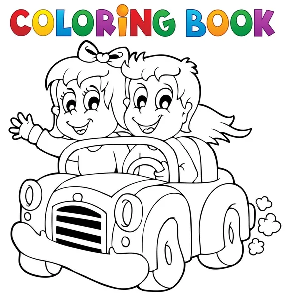 Libro da colorare auto tema 1 — Vettoriale Stock