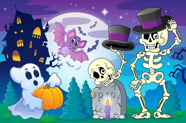 Halloween téma jelenet 5 — Stock Vector