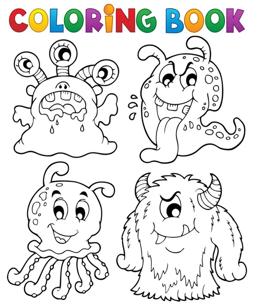 Coloring book monster theme 1 — Stock Vector