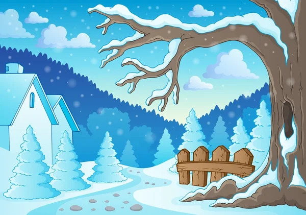 Zimní strom obrázek motivu 2 — Stockový vektor