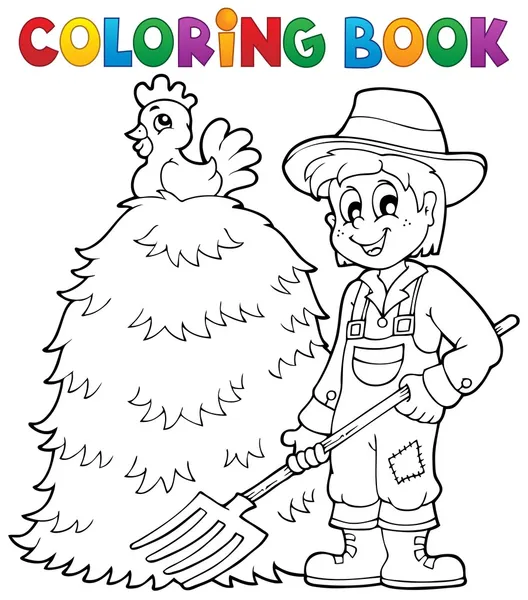 Libro para colorear agricultor tema 1 — Archivo Imágenes Vectoriales