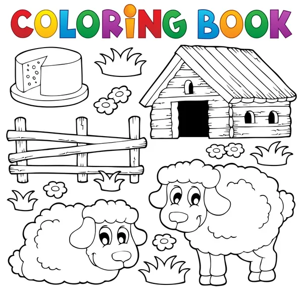Kolorowanie książki owiec motywu 1 — Wektor stockowy