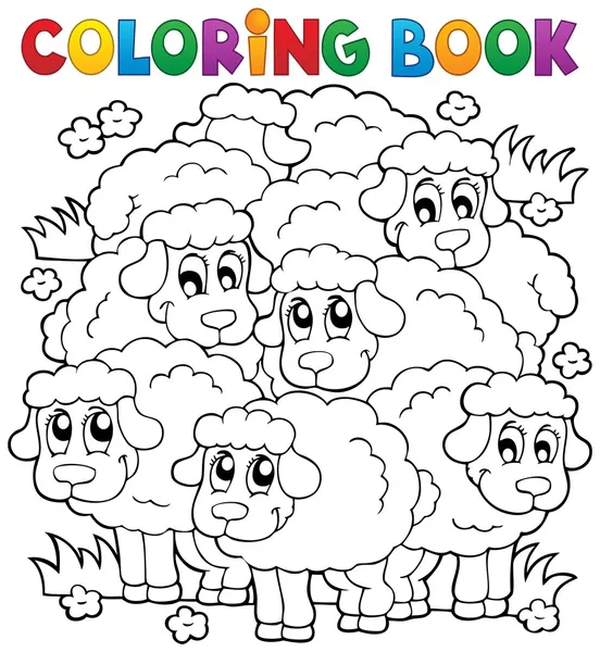 Libro para colorear oveja tema 2 — Vector de stock