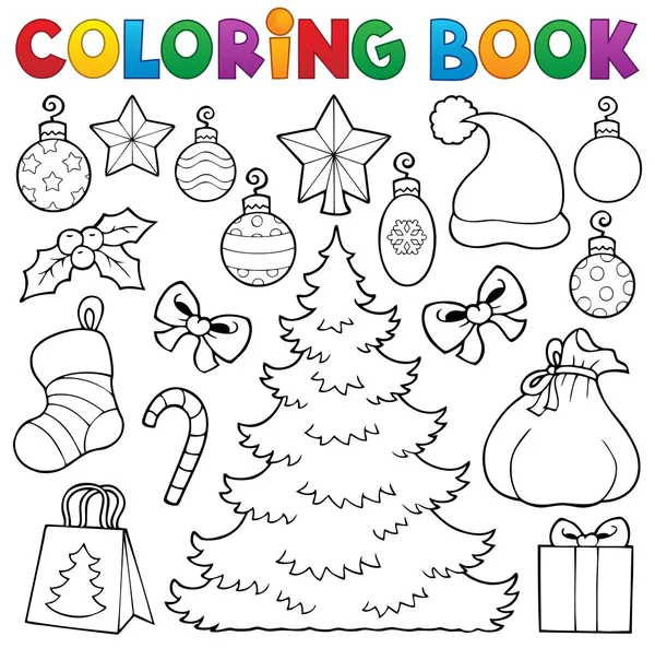 Színezés könyv karácsonyi dekoráció-1 Stock Illusztrációk
