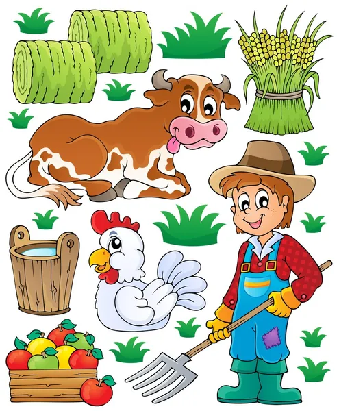 Jeu de thème agriculteur 1 — Image vectorielle