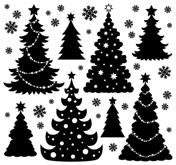 Christmas tree silhouet thema 1 Stockvector