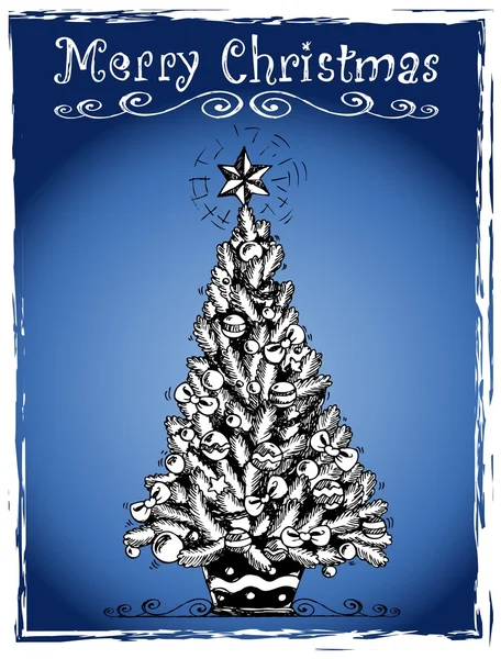 Kerstboom gestileerde tekening 3 — Stockvector