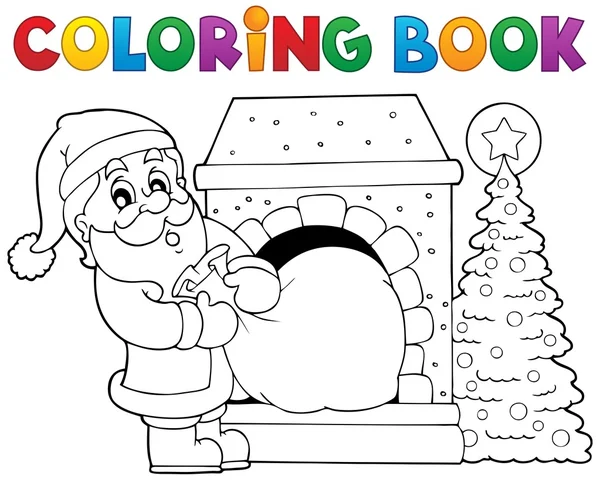 Libro para colorear Santa Claus tema 9 — Archivo Imágenes Vectoriales