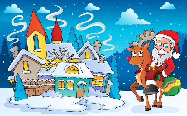 Winters tafereel met Kerstmis thema 5 — Stockvector