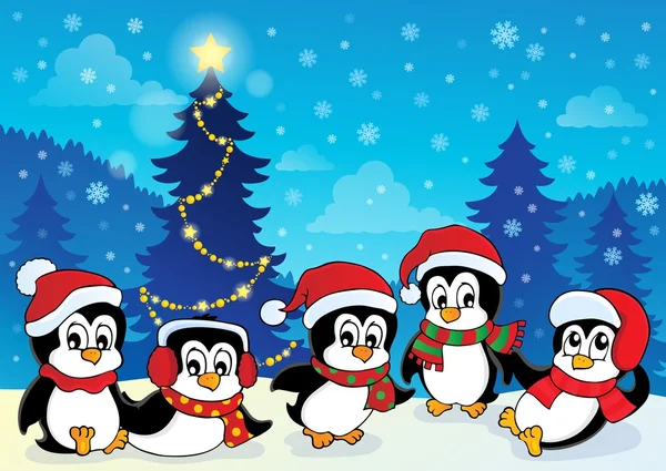 Winter theme with penguins 4 — Stock Vector