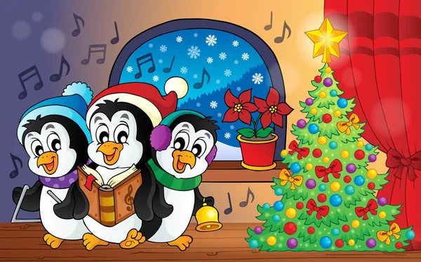 Immagine tema pinguini di Natale 3 — Vettoriale Stock