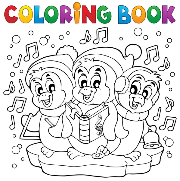 Coloring book cute penguins 4 — Stock Vector