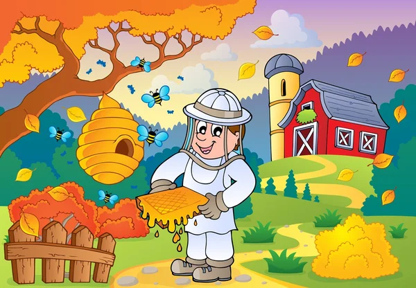 Tema Granja de otoño 1 — Vector de stock