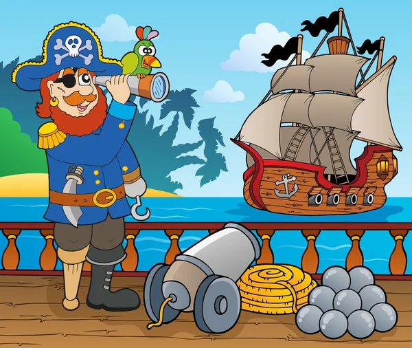 Deck de navio pirata tópico 1 — Vetor de Stock
