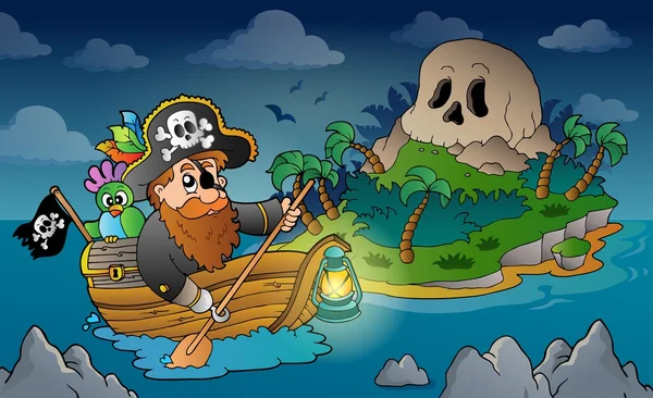 Thème avec crâne de pirate île 3 — Image vectorielle