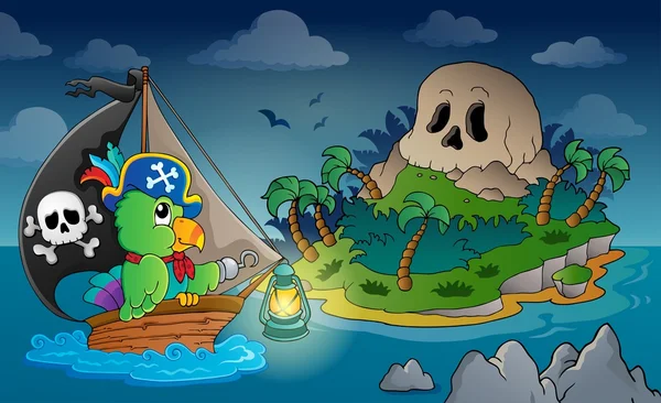 Theme with pirate skull island 1 — Stock Illustration Theme with pirate skull island 1 Royalty Free Stock Illustrations