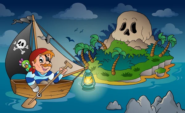Theme with pirate skull island 2 — Stock Illustration Theme with pirate skull island 2 Royalty Free Stock Vectors
