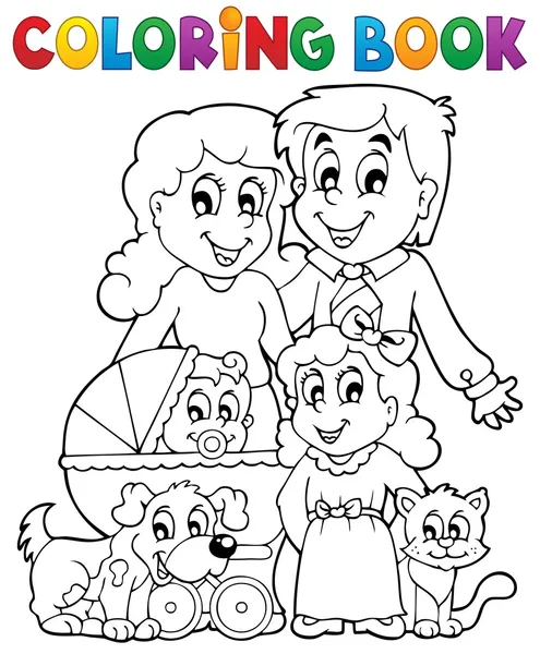 Libro para colorear familia tema — Archivo Imágenes Vectoriales