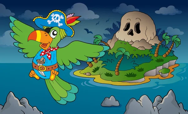 Thema mit Piratenschädel Insel 4 — Stockvektor