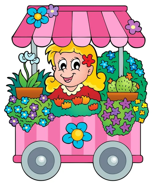 Flower shop thema foto 1 — Stockvector