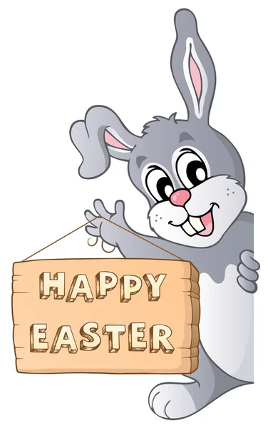 Happy Easter sign and lurking bunny — Stock Vector
