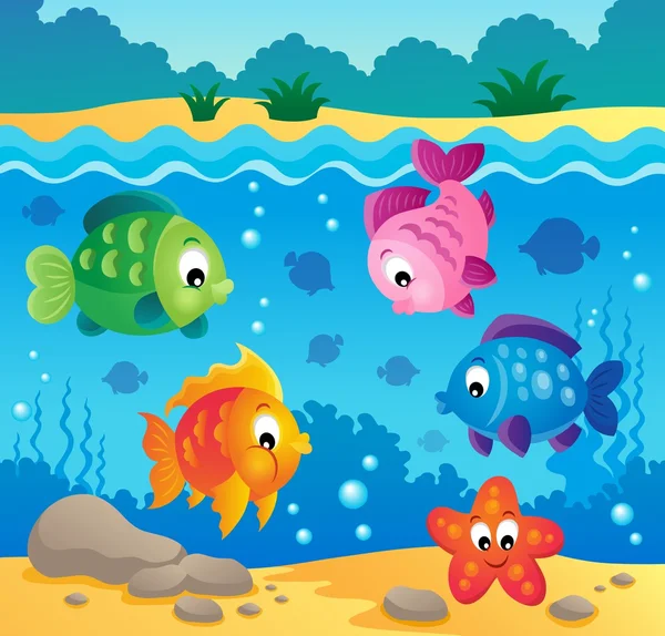 Tema fauna oceanica subacquea 3 — Vettoriale Stock